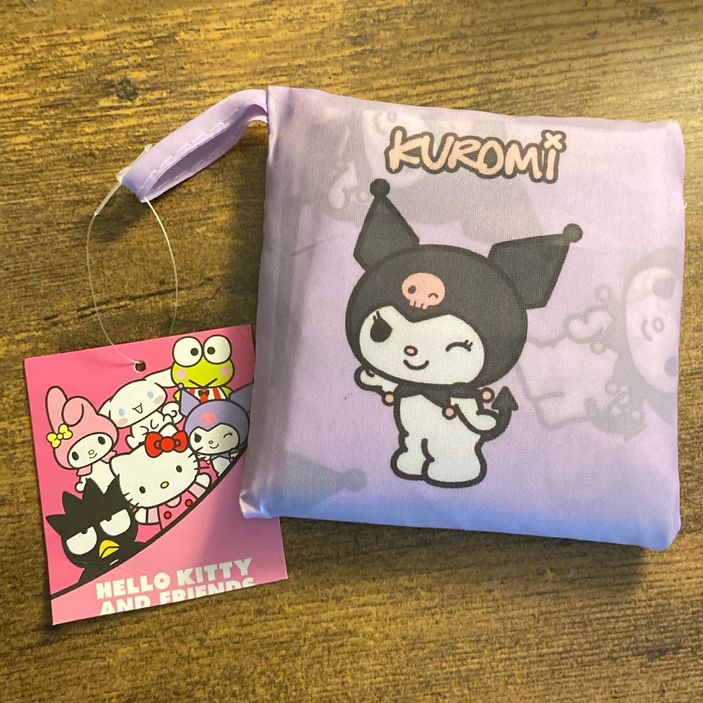 Sanrio Kuromi Lavender Foldable Shopper Tote with storage pouch New in Package